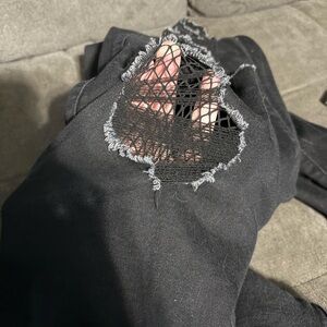 Torrid skinny jeans with fishnet